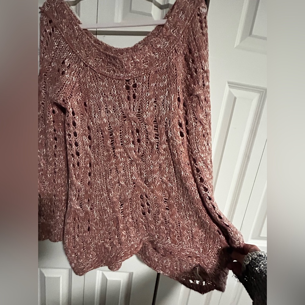 Free People Dusty Salmon Knit Sweater